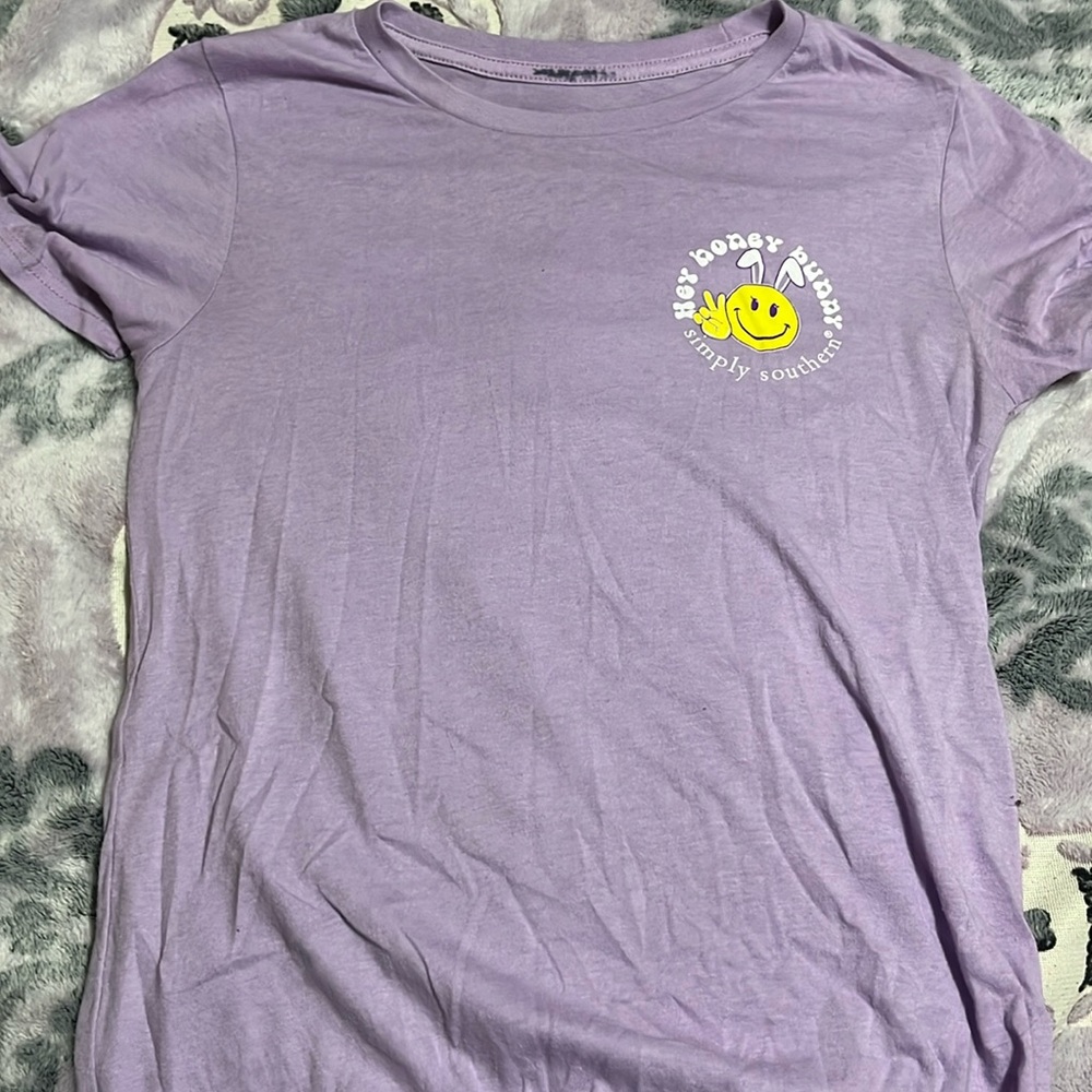 Simply Southern Easter Bunny Purple Tshirt size S